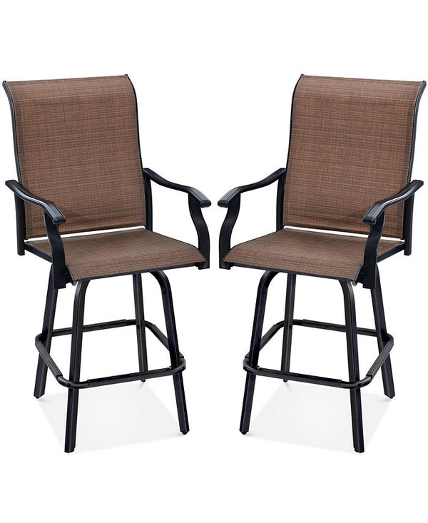 Best Choice Products Set of 2 Outdoor Swivel Bar Stools, Patio Barstool Chairs w/ 360 Rotation, All-Weather Mesh - Brown -M3-0013
