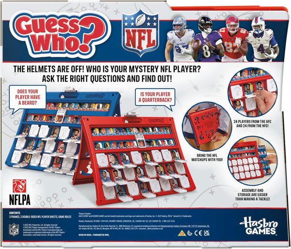 Guess Who? NFL Edition Board Game | Officially Licensed NFL Game for Kids and Families | Ages 6+ | 2 Players | 15 Mins. | Football Games 1284