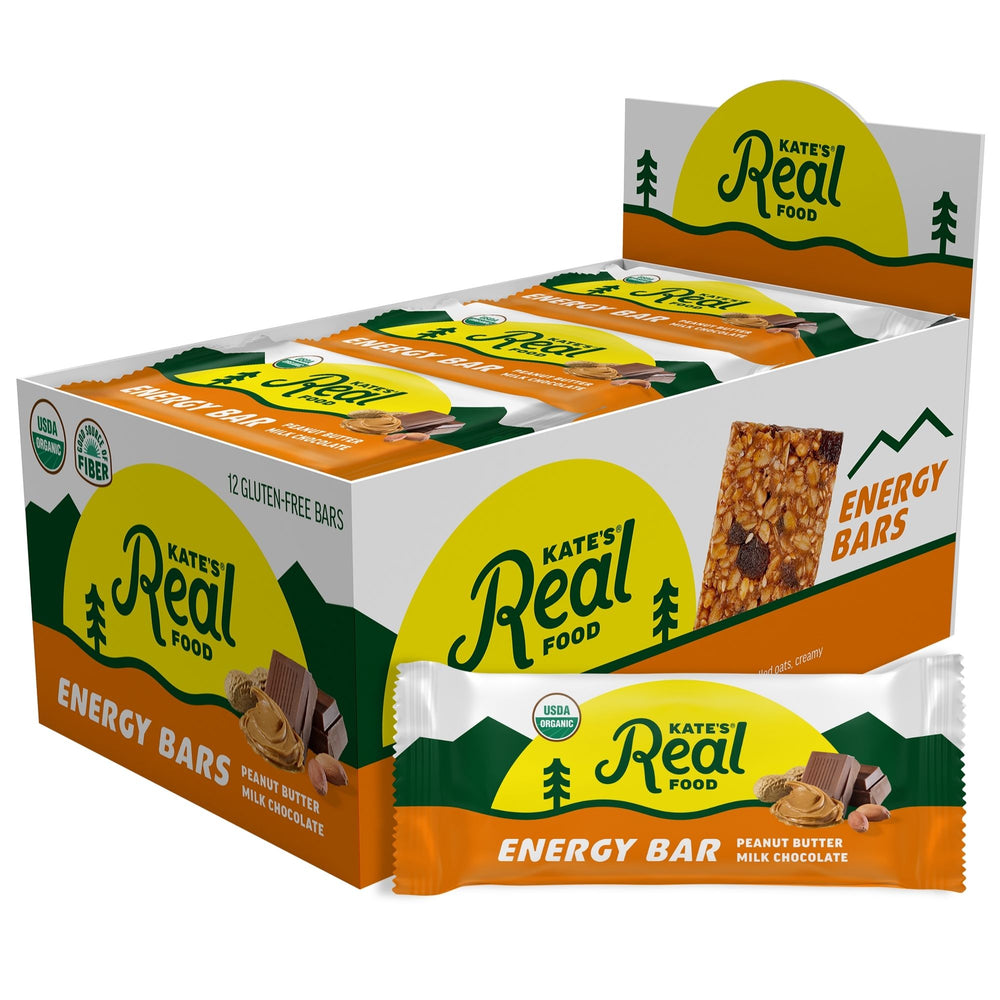 Kate's Real Food Organic Granola Peanut Butter Dark Chocolate All Natural Energy Bars - Non GMO, Soy Free, Whole Grain, and Made with Gluten Free Oats - 24 count