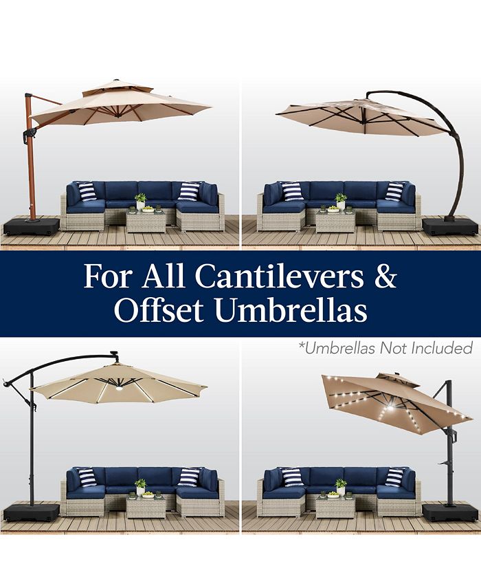 Best Choice Products Heavy-Duty Outdoor Cantilever Base Stand w/ Wheels, Locks, Fillable 330lb Capacity - Black - M3-1547