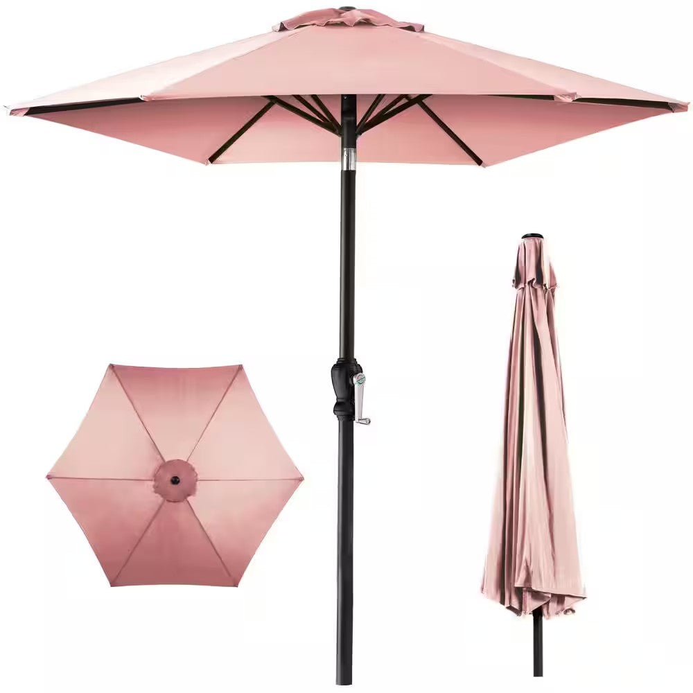 Rose Quartz 10 ft. Steel Market Patio Umbrella with Crank and Tilt M90