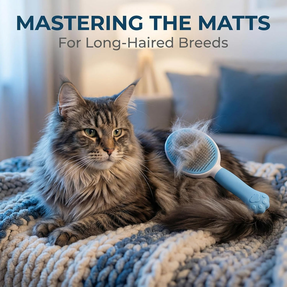 Cat Brush for Shedding for Indoor Cats & Dog Brush for Shedding - Perfect for Long & Short Haired Pets,Pet Brush for Dogs and Cats - Deshedding & Grooming Tool (Blue) - K12 - 621