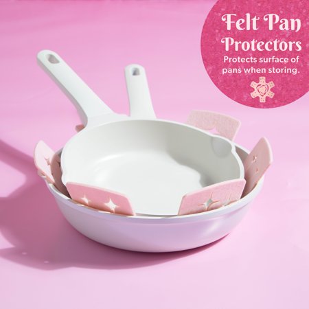 Paris Hilton 24 Piece Clean Ceramic Cookware Set, White Rainbow Iridescent -J10-0584