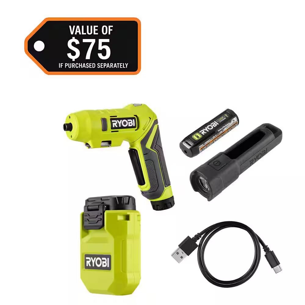 RYOBI USB Lithium Cordless 3-Tool Combo Kit with 2 Ah Battery and USB Charging Cable - 1464