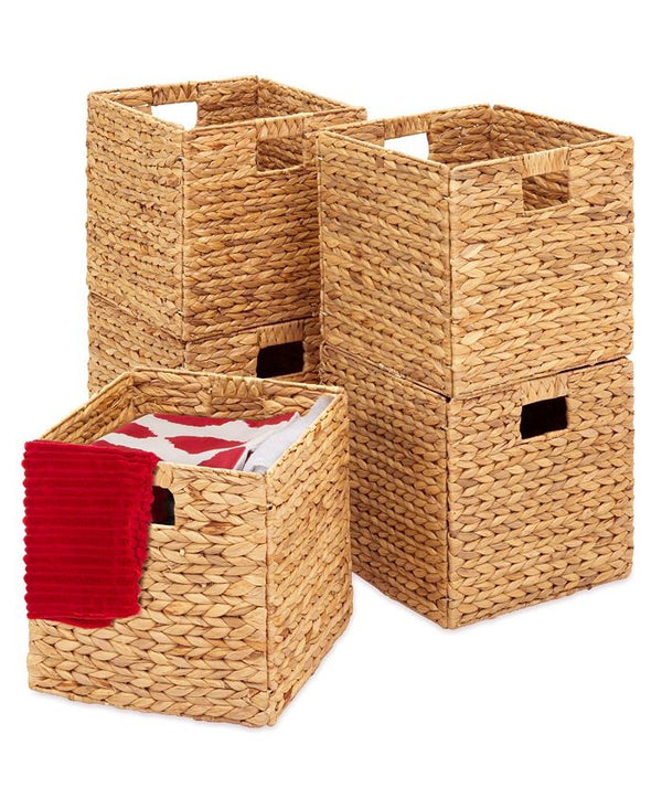 Best Choice Products 13x13in Hyacinth Storage Baskets, Set of 5 Multipurpose Collapsible Organizers - Tan/Beige -B4-0476