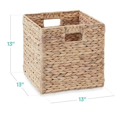 Best Choice Products 13x13in Hyacinth Storage Baskets, Set of 5 Multipurpose Collapsible Organizers - White - A6-0506