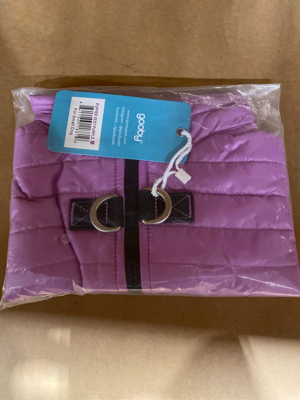 Gooby Puffer Vest Dog Jacket Purple, Medium - L14 - 638