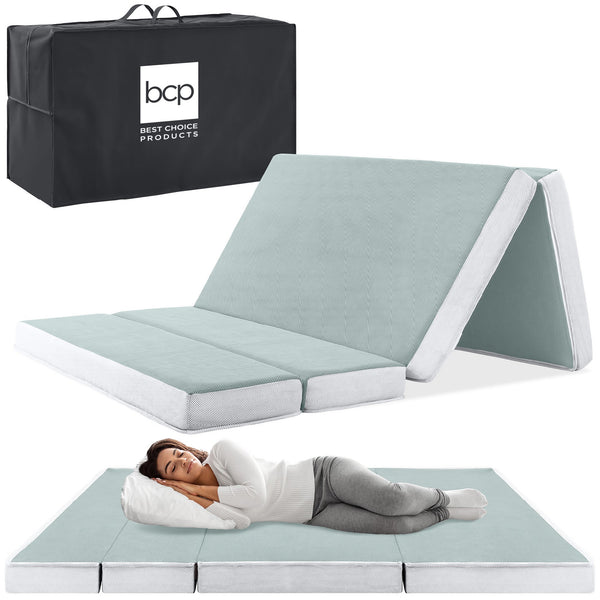 Folding Portable Seafoam Mattress Topper W/ Plush Foam - 4in - Twin XL 288