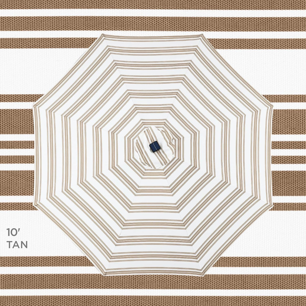 Best Choice Products 10ft Solar Polyester LED Lighted Patio Umbrella w/Tilt Adjustment and UV-Resistant Fabric - Striped Tan - L4 - 378