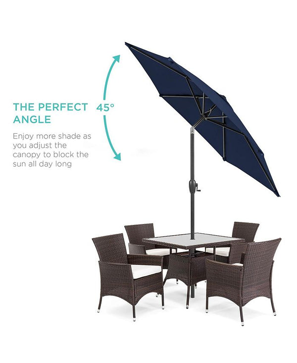 Best Choice Products 7.5ft Heavy-Duty Outdoor Market Patio Umbrella w/ Push Button Tilt, Easy Crank - Blue -L4-0381