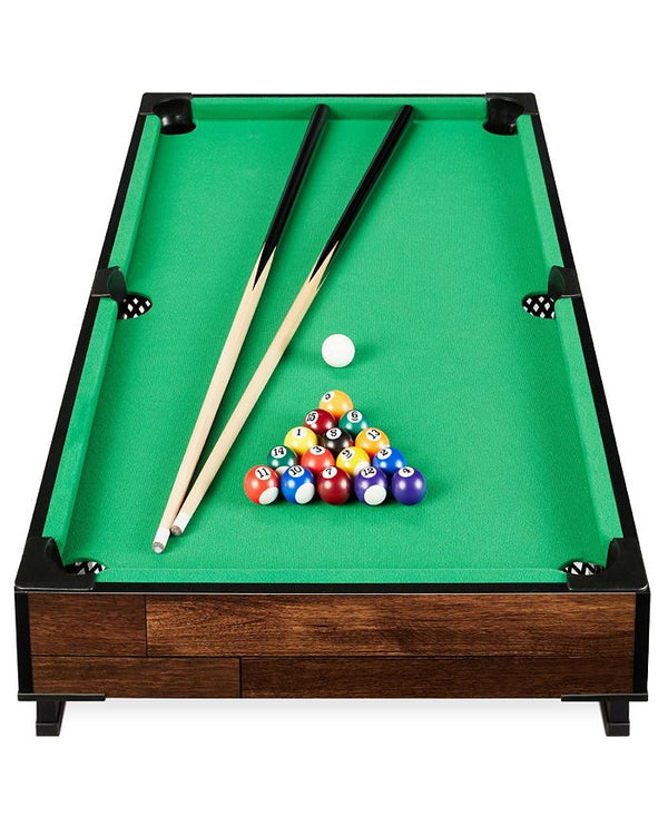 Best Choice Products 40in Tabletop Billiard Table, Pool Arcade Game Table w/ 2 Cue Sticks, Ball Set, Storage Bag - Green - NO SIZE -M4-1570