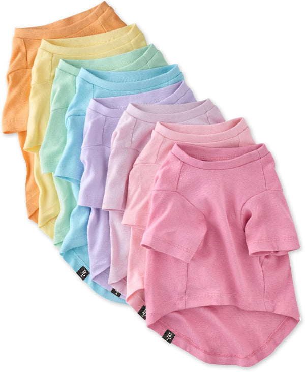 Pet Passion Toby II - The Perfect Tee, 8 Pack Short Sleeve Pet T-Shirt 100% Organic Cotton Tees Clothes for Small, Medium, Large Dogs , Rainbow Pink, Small -F12-0204