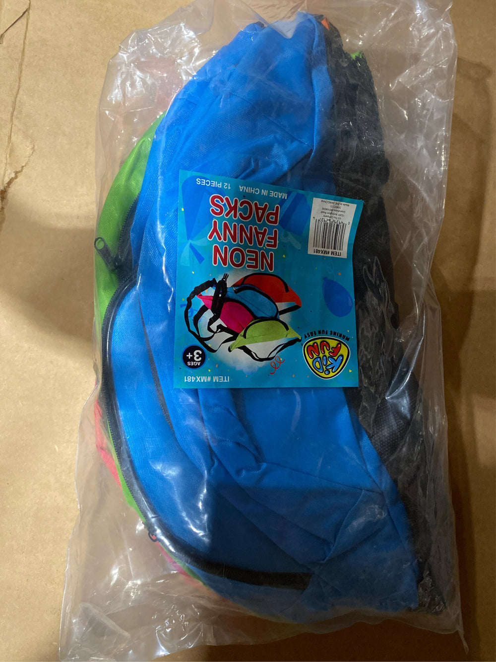 U.S. Toy Assorted Neon Color Adjustable Fanny Packs (12) - K14 - 665
