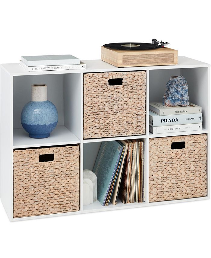 6-Cube Bookshelf, 13.5in Display Storage System, Organizer w/ Removable Back Panels - White 1259