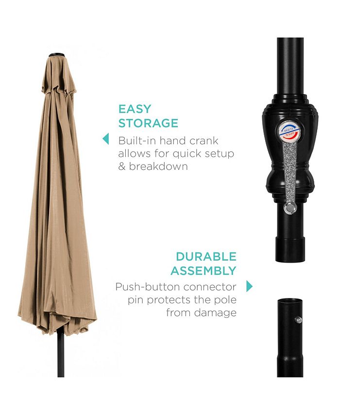 Best Choice Products 10ft Outdoor Steel Market Patio Umbrella w/ Crank, Tilt Push Button, 6 Ribs - Tan/Beige - No Size - K7 - 465