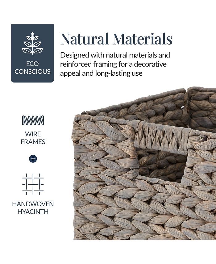 Best Choice Products 12x12in Hyacinth Baskets, Set of 5 Multipurpose Collapsible Organizers w/ Inserts - Gray -K7-0454