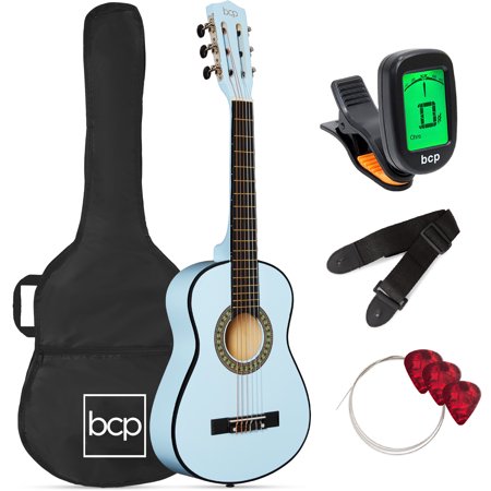 Best Choice Products 30in Kids Acoustic Guitar Beginner Starter Kit with Tuner, Strap, Case, Strings - Light Blue - A4 - 1422