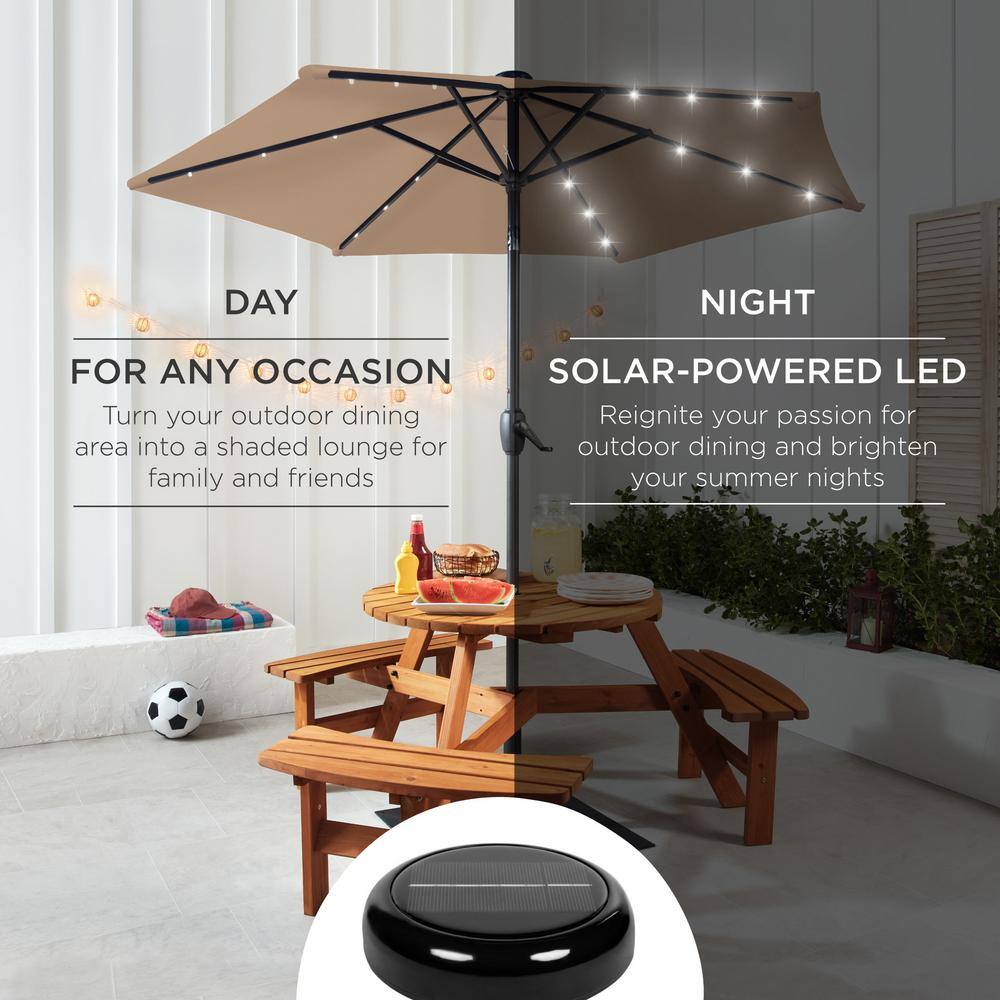 7.5 ft. Outdoor Market Solar Tilt Patio Umbrella w/LED Lights in Tan - L2 - 1922