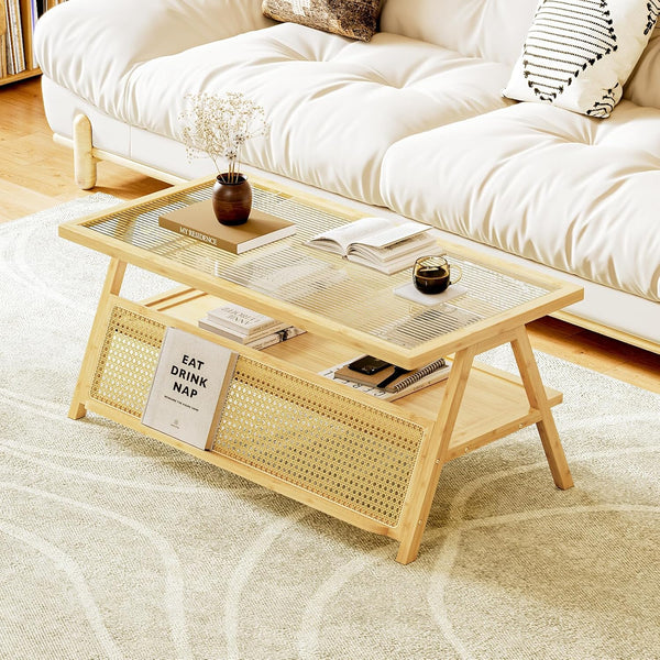 Bamworld Mid-Century Bamboo Coffee Table w/ Storage — G2
