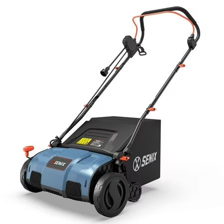 SENIX Corded Dethatcher/Scarifier 2 in 1, 15" 13Amp, 5-Position Adjustment with Collection Bag, SCE13-M 1603