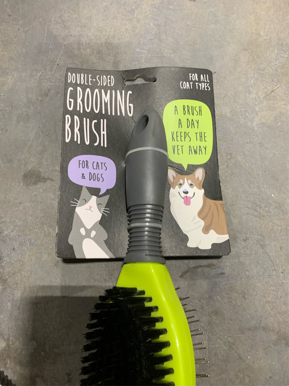 Precious Tails Dog Brush, Cat Brush, Pet Detangling Grooming Brush, Double Sided Soft Bristles Slicker Brush for Hair Removal of Pets - Green - S -K8-0697