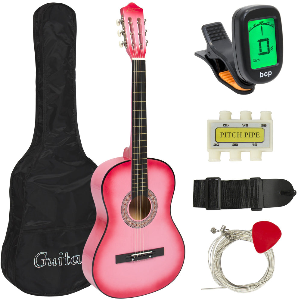 38in Beginner Acoustic Guitar Starter Kit W/ Gig Bag, Strap, Strings 276