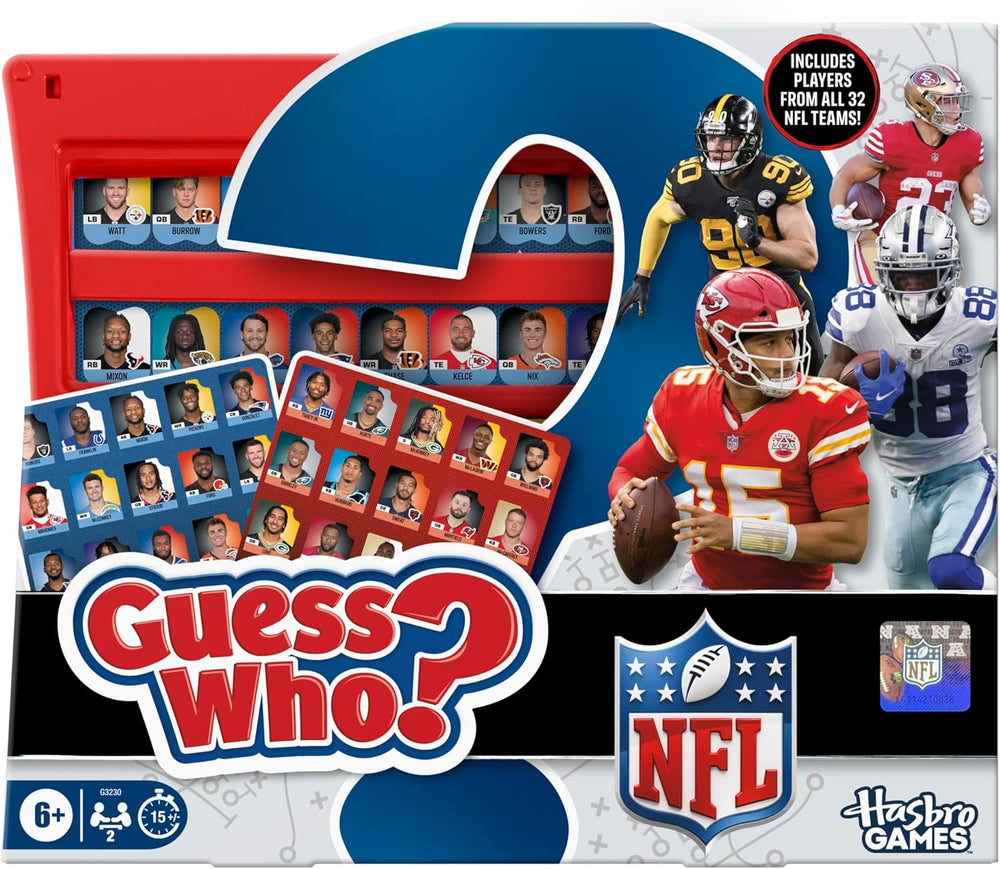 Guess Who? NFL Edition Board Game | Officially Licensed NFL Game for Kids and Families | Ages 6+ | 2 Players | 15 Mins. | Football Games 1284