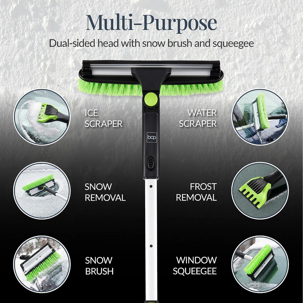 Best Choice Products Snow Brush with Squeegee & Ice Scraper, Up to 39" Extendable Foam Grip, 270  Pivoting Snow Brush for Car Truck SUV, Storage Bag Included - Lime - K6 - 447