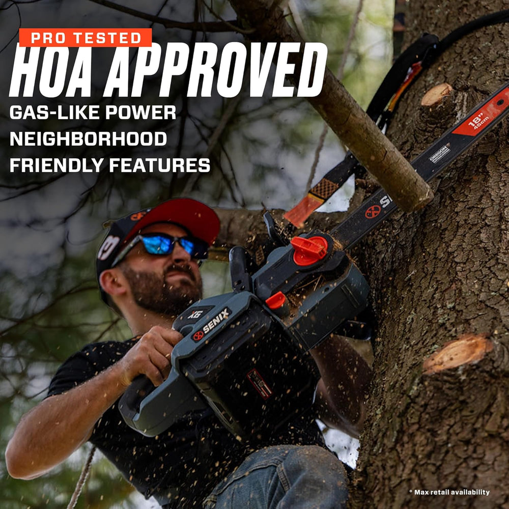 SENIX Chainsaw|60V 18" Battery Chainsaw|Brushless Electric Chainsaws|Cordless Chain Saw (tool only) |Garden Tool for Trees, Pruning, Branch Trimming, Best Gifts for Man, CSX6-M1 1495