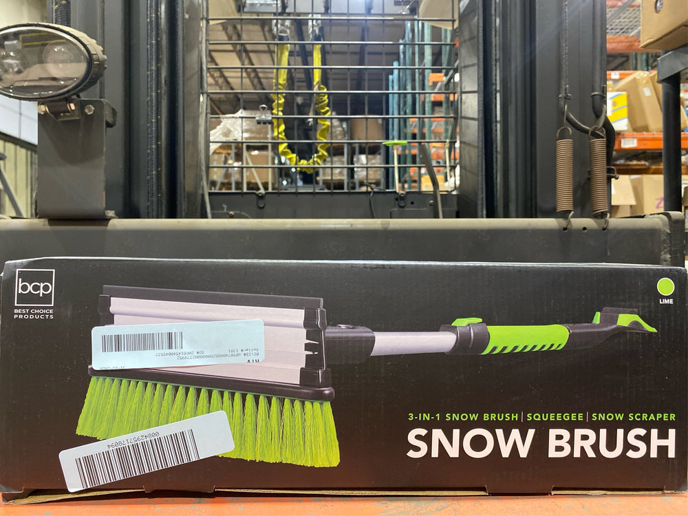 Best Choice Products Snow Brush with Squeegee & Ice Scraper, Up to 39" Extendable Foam Grip, 270  Pivoting Snow Brush for Car Truck SUV, Storage Bag Included - Lime - K6 - 447