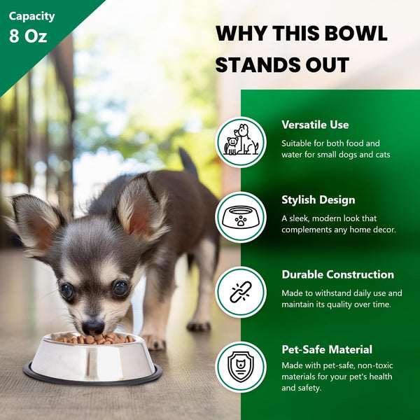 Iconic Pet Stainless Steel Non-Skid Pet Bowl, Rust Free, Odor Resistant, Ideal for Dogs and Cats -J11-0610