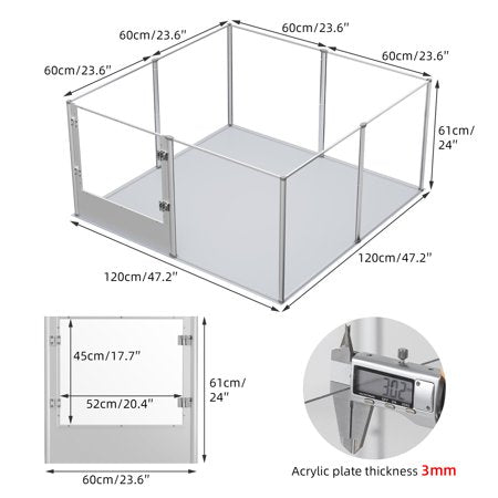 BingoPaw Clear Dog Whelping Box Fence Pet Breed Pen Playpen with Waterproof Pad, 24" H - A1 - 397