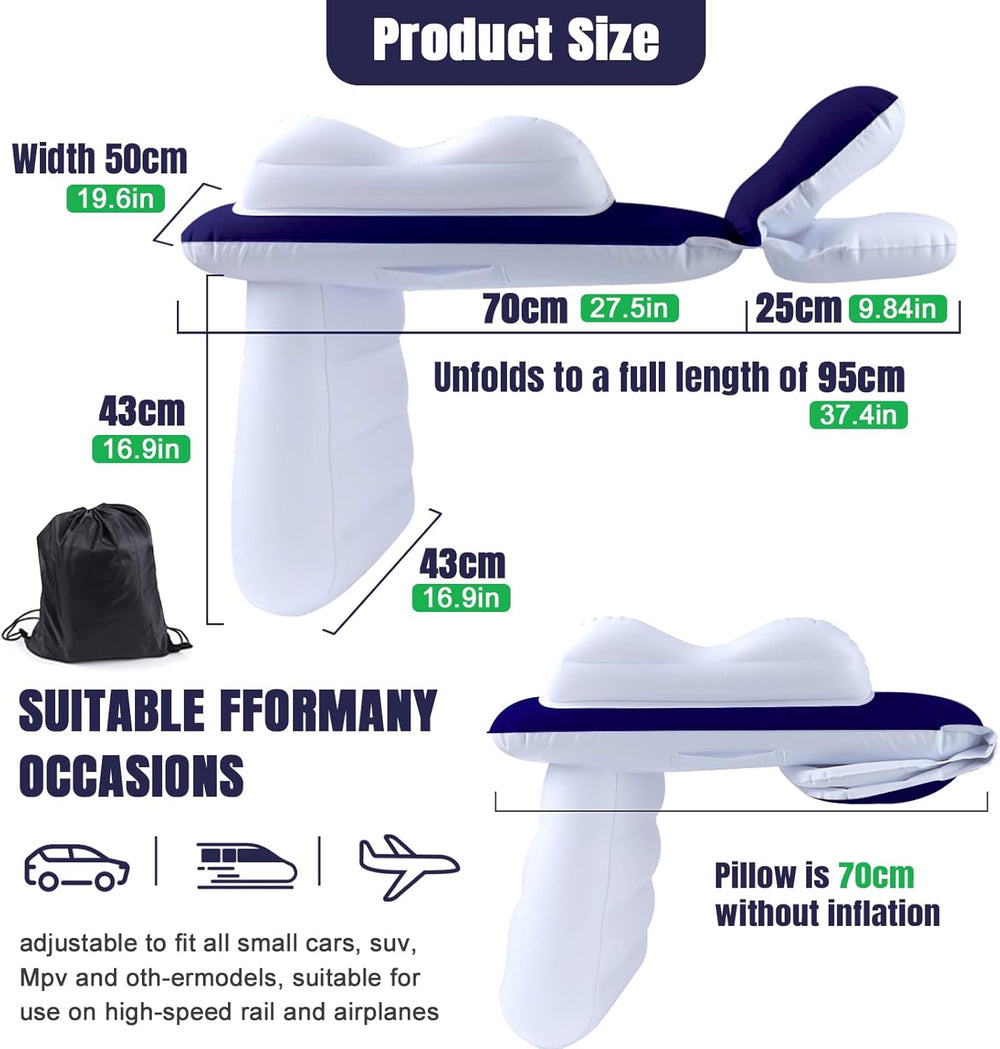 Lit d'avion gonflable pour tout-petit, lit de voyage pour enfants, extension de si ge d'avion, matelas gonflable pour b b  avec c t s, ceinture de s curit , pompe manuelle et sac 1415