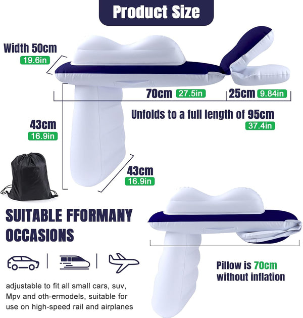Lit d'avion gonflable pour tout-petit, lit de voyage pour enfants, extension de si ge d'avion, matelas gonflable pour b b  avec c t s, ceinture de s curit , pompe manuelle et sac 1415