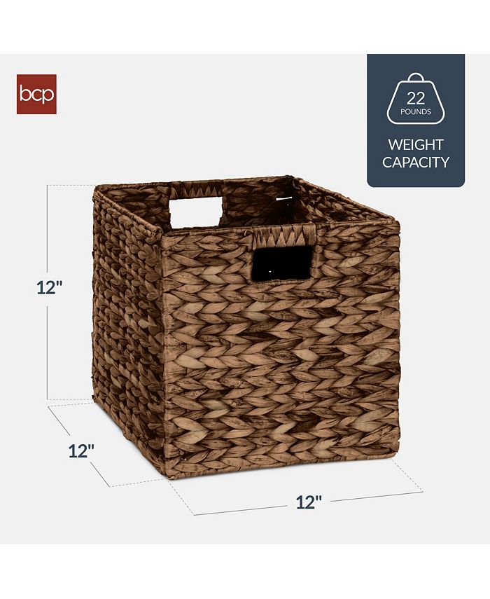 Best Choice Products 12x12in Hyacinth Baskets, Set of 5 Multipurpose Collapsible Organizers w/ Inserts - Brown -F3-1968