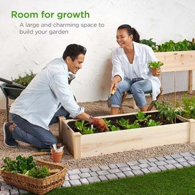 Best Choice Products 8x2ft Outdoor Wooden Raised Garden Bed Planter for Grass, Lawn, Yard - Natural - E8 - 1038