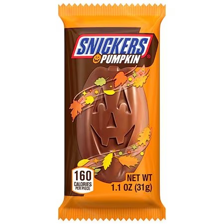 Snickers Pumpkin Milk Chocolate Halloween Candy - 1.1 oz (Qty: 83) - C49