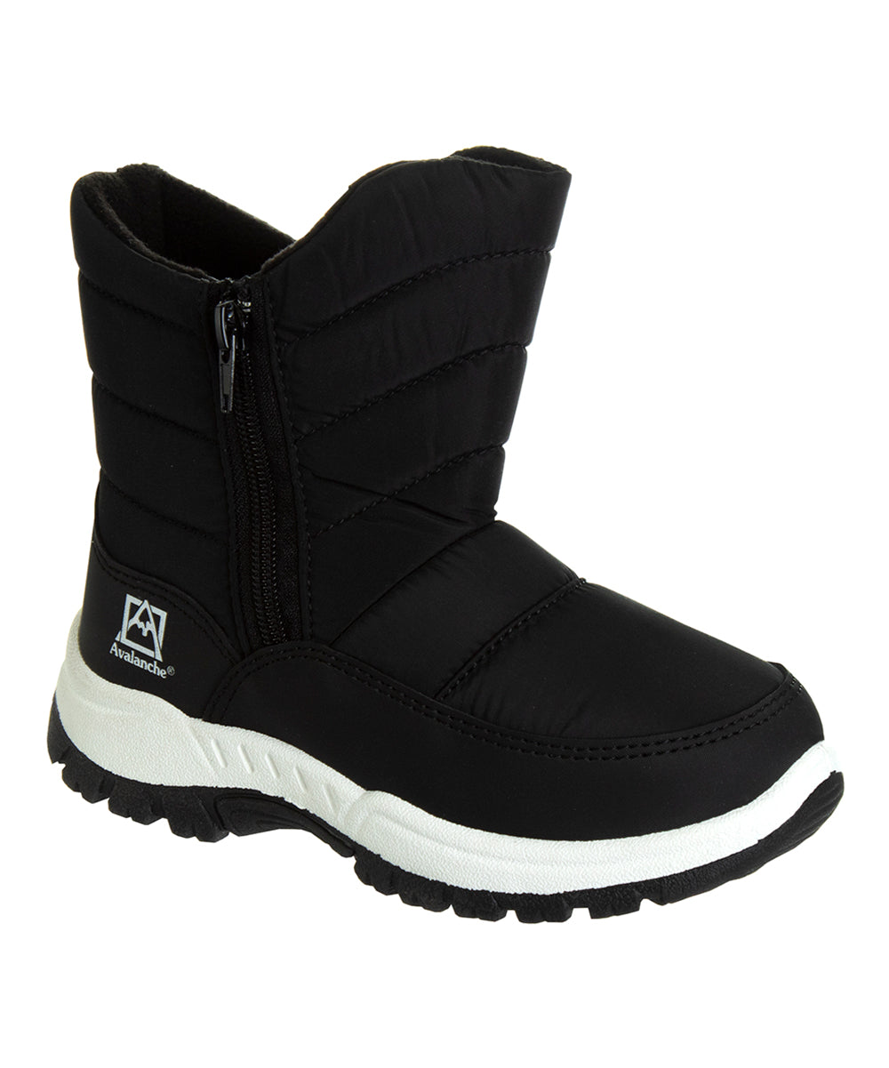 Avalanche Girls' Cold Weather Boots Black - Black Puffer Snow Boots - Girls -B12-0628