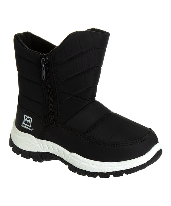 Avalanche Girls' Cold Weather Boots Black - Black Puffer Snow Boots - Girls -B12-0628