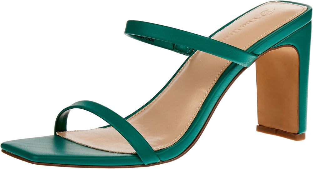 The Drop Women's Avery Square Toe Two Strap High Heeled Sandal size 8.5 - K205
