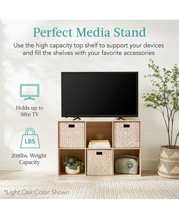 Best Choice Products 6-Cube Bookshelf, 13.5in Display Storage System, Organizer w/ Removable Back Panels - White -M6-0026