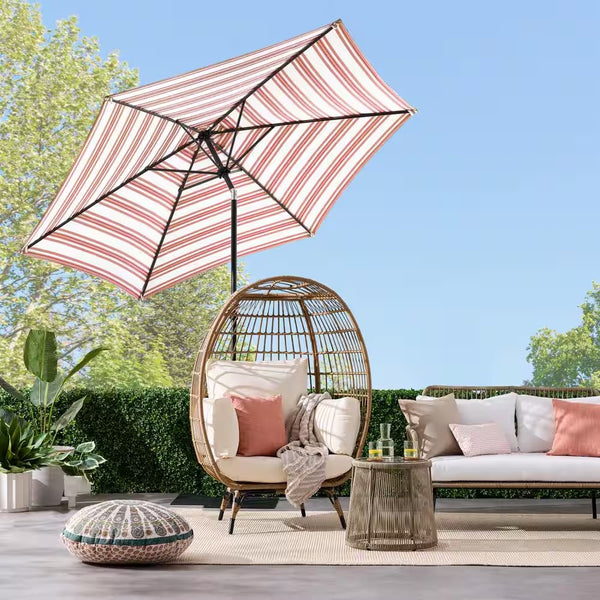 10 ft. Steel Market Tilt and Crank Patio Umbrella in Rust Stripe - F1 - 1984