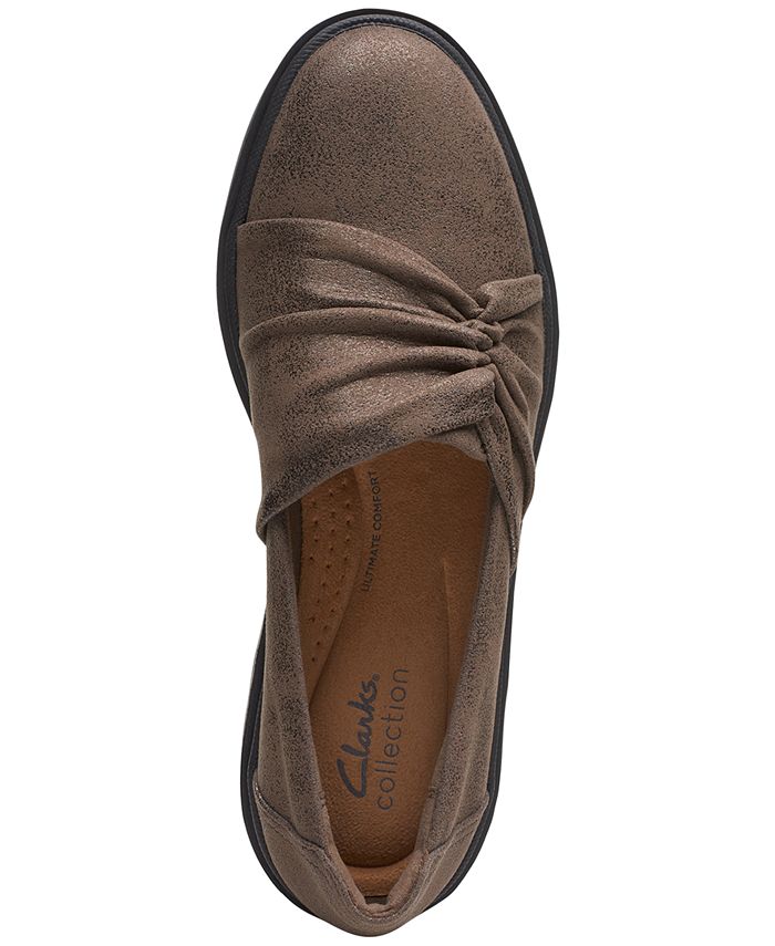 Clarks Women's Calla Style Ruched Slip-On Flats - Brown - 7.5M -K14-0304