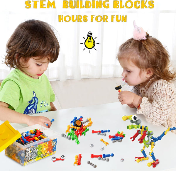 215 PCS Creative Building Blocks Playset Toy - Featuring Storage, Includes Dinosaur, Robot, Car, Spider, Dog Figure, Learning Toy for Kids, Birthdays Gift for Kids, Boys and Girls Ages 4-7, 8+ 1273
