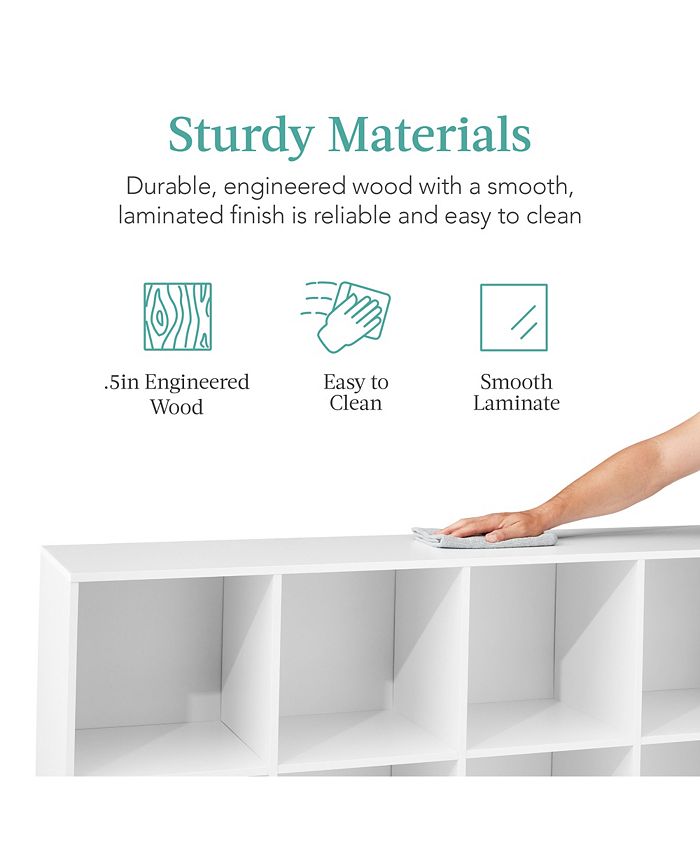 Best Choice Products 8-Cube Bookshelf, 11in Display Storage System, Organizer w/ Removable Back Panels - White B1706