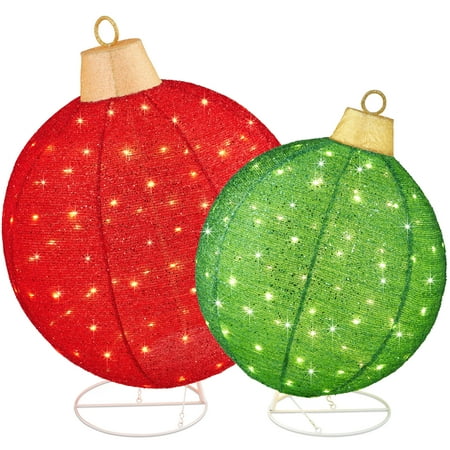 2-Piece Lighted Pop-Up Christmas Ornaments — Red/Green — H81