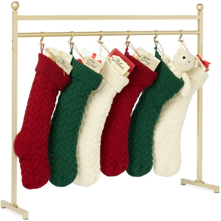 Best Choice Products 3ft Christmas Stocking Stand, Hanging Holiday Decor Display w/ Name Tags, Chalk Marker - Gold - E2 - 959
