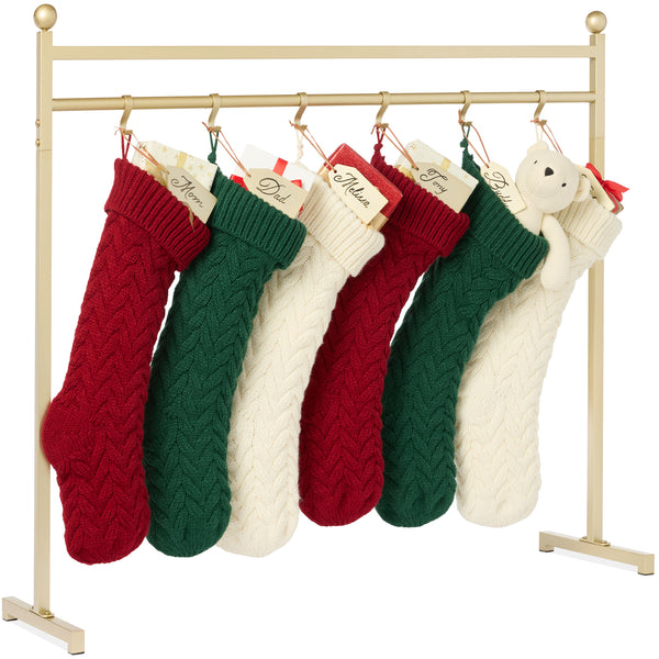 Best Choice Products 3ft Christmas Stocking Stand, Hanging Holiday Decor Display w/ Name Tags, Chalk Marker - Gold - E2 - 959