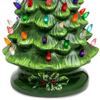 Best Choice Products 15in Pre-Lit Hand-Painted Ceramic Tabletop Christmas Tree w/ 64 Lights - Green - C12 - 1486