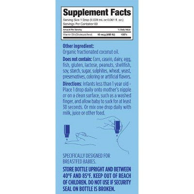 (Lot of 2) Ddrops Baby Vitamin D 400 IU Organic Liquid Drops - 0.06 fl oz - K5 - 1487